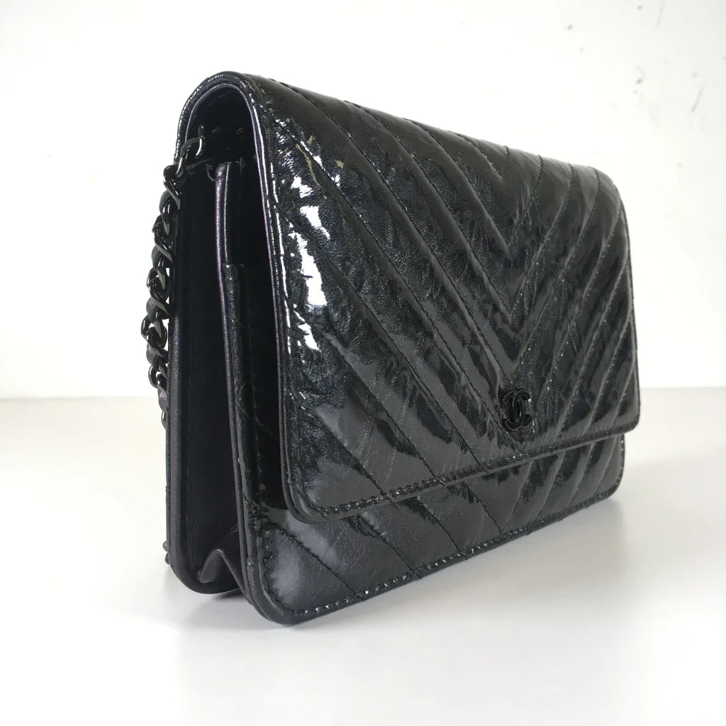 Chanel Wallet On Chain (WOC) Black Patent BHW