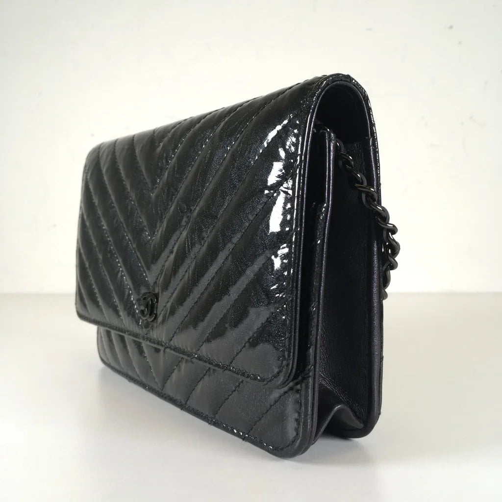 Chanel Wallet On Chain (WOC) Black Patent BHW