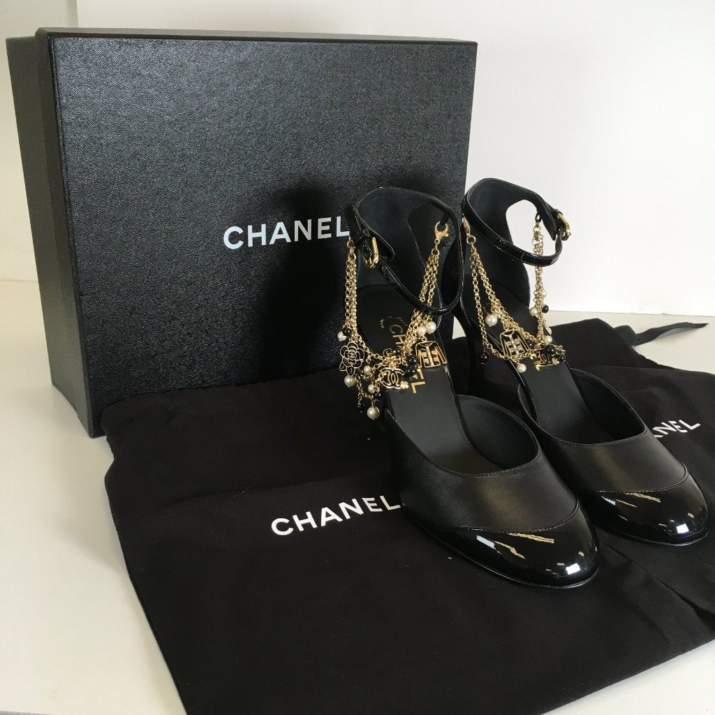 Chanel Ankle Chain Strap Heels Size 40