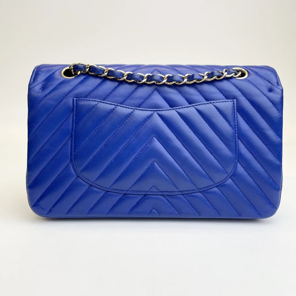 Chanel Chevron Classic Flap Medium Blue Lambskin