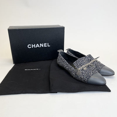 Chanel Tweed CC Coin Loafers Size 39