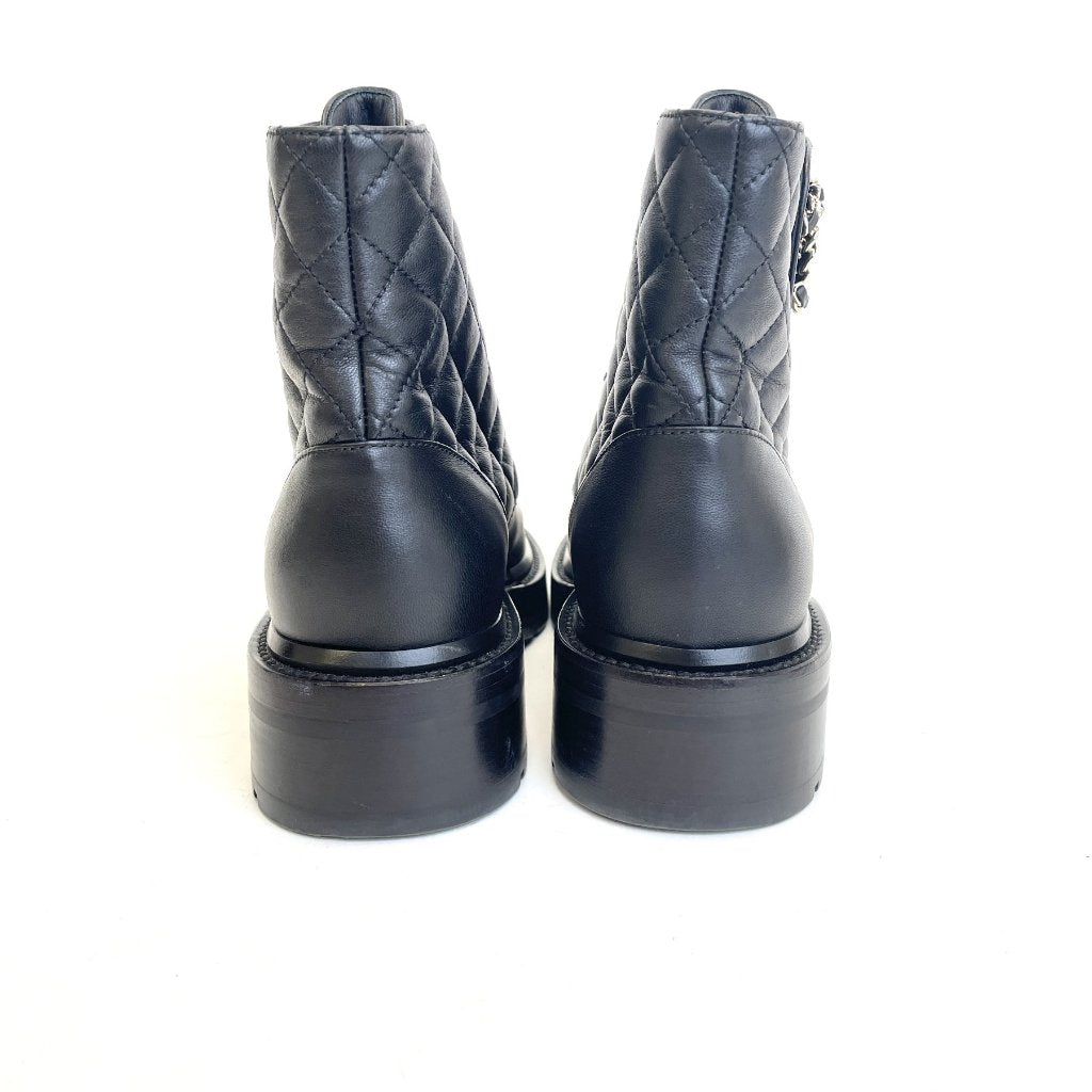 Chanel Quilted CC Boots Size 36.5