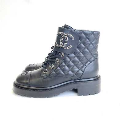 Chanel Quilted CC Boots Size 36.5