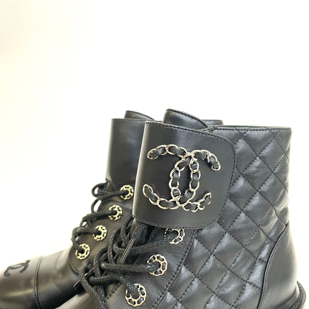 Chanel Quilted CC Boots Size 36.5