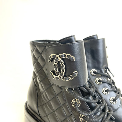 Chanel Quilted CC Boots Size 36.5