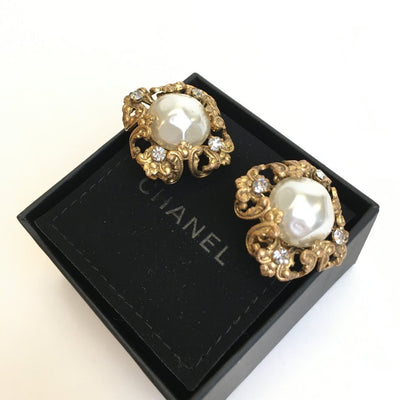 Chanel Clip On Pearl Earrings