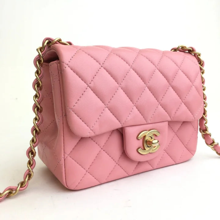 Chanel Square Mini Pink Lambskin AGHW