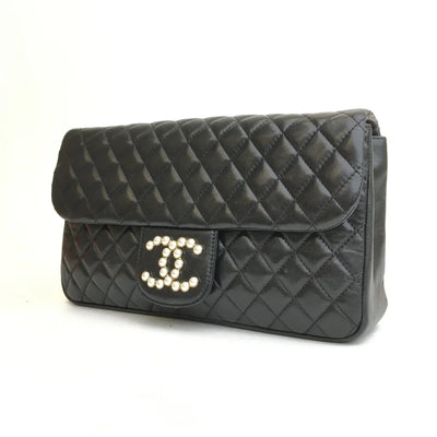 Chanel Westminster Pearl Flap Medium Black Lambskin LGHW