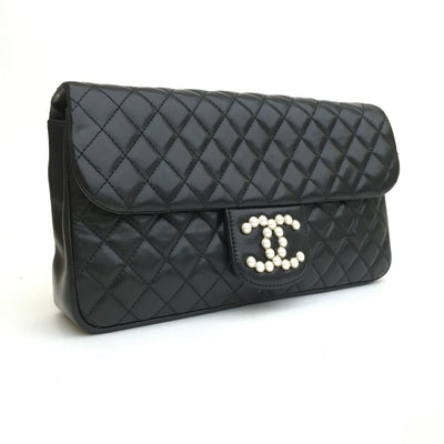 Chanel Westminster Pearl Flap Medium Black Lambskin LGHW