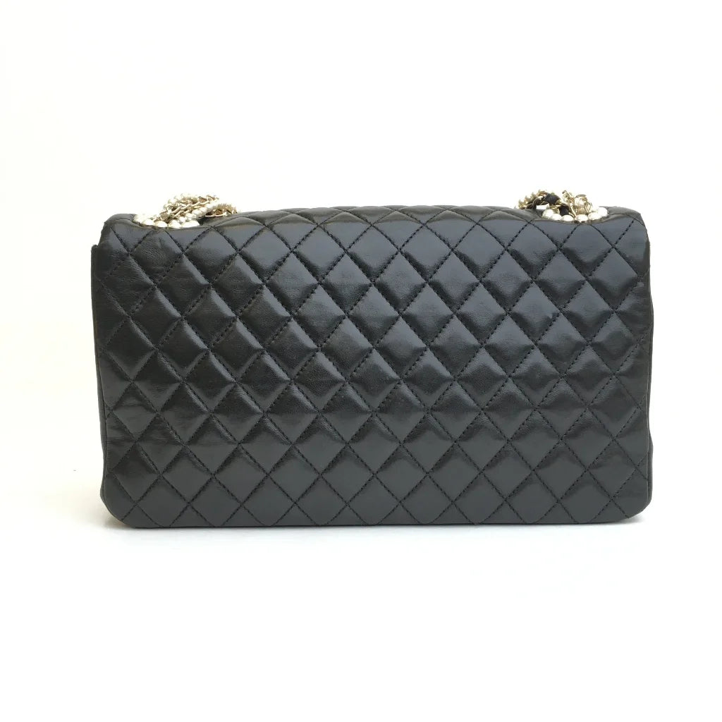 Chanel Westminster Pearl Flap Medium Black Lambskin LGHW