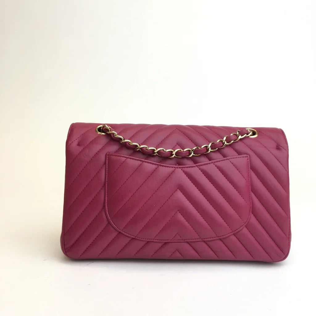 Chanel Chevron Flap Medium Pink Calfskin LGHW