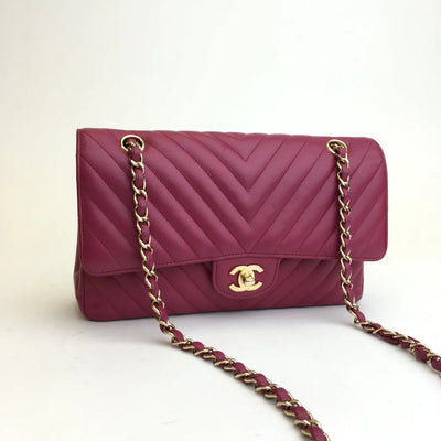 Chanel Chevron Flap Medium Pink Calfskin LGHW