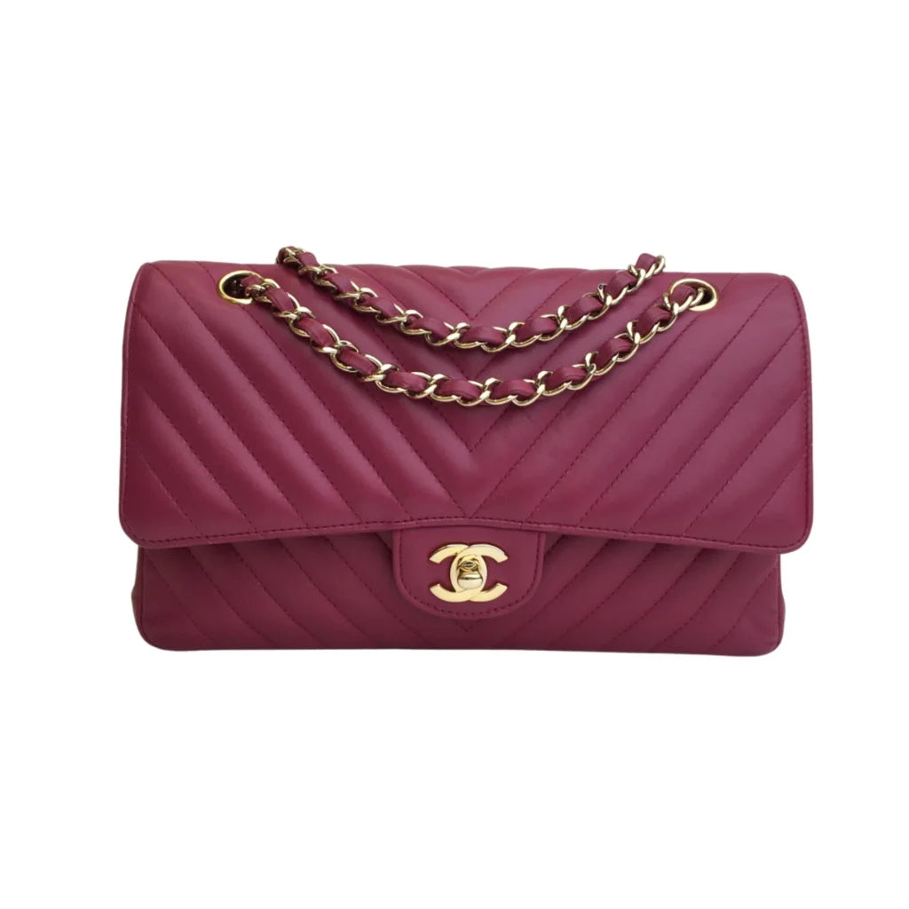 Chanel Chevron Flap Medium Pink Calfskin LGHW