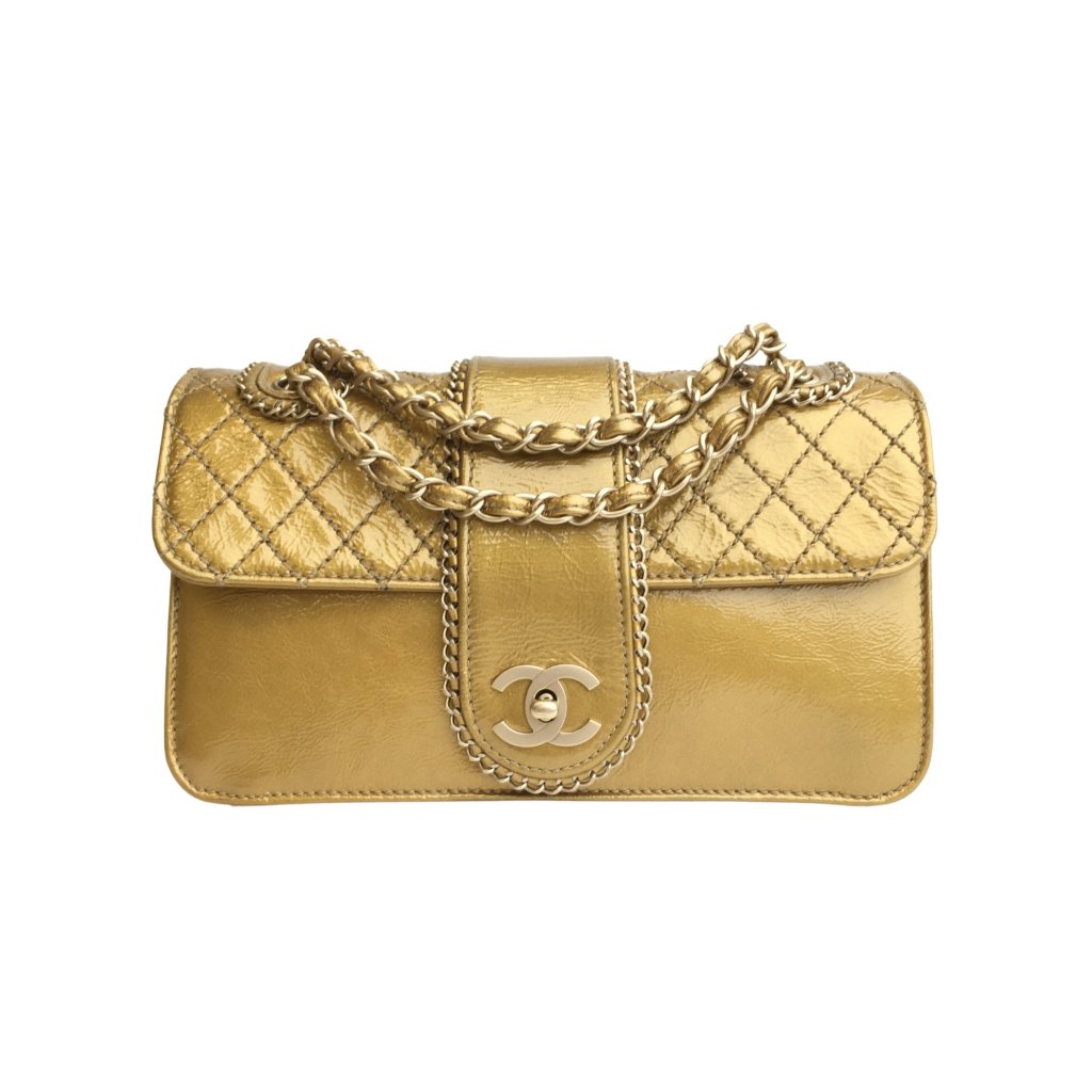 Chanel Madison Flap Bag Gold Patent GHW