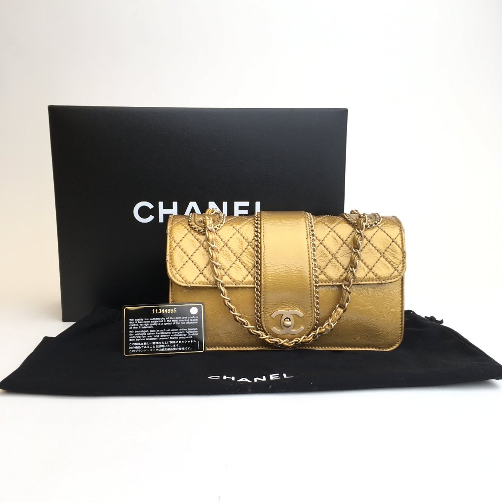 Chanel Madison Flap Bag Gold Patent GHW