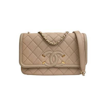 Chanel Filigree Bag Small Beige Caviar GHW