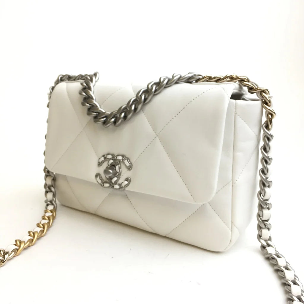 Chanel 19 Flap Small White Lambskin