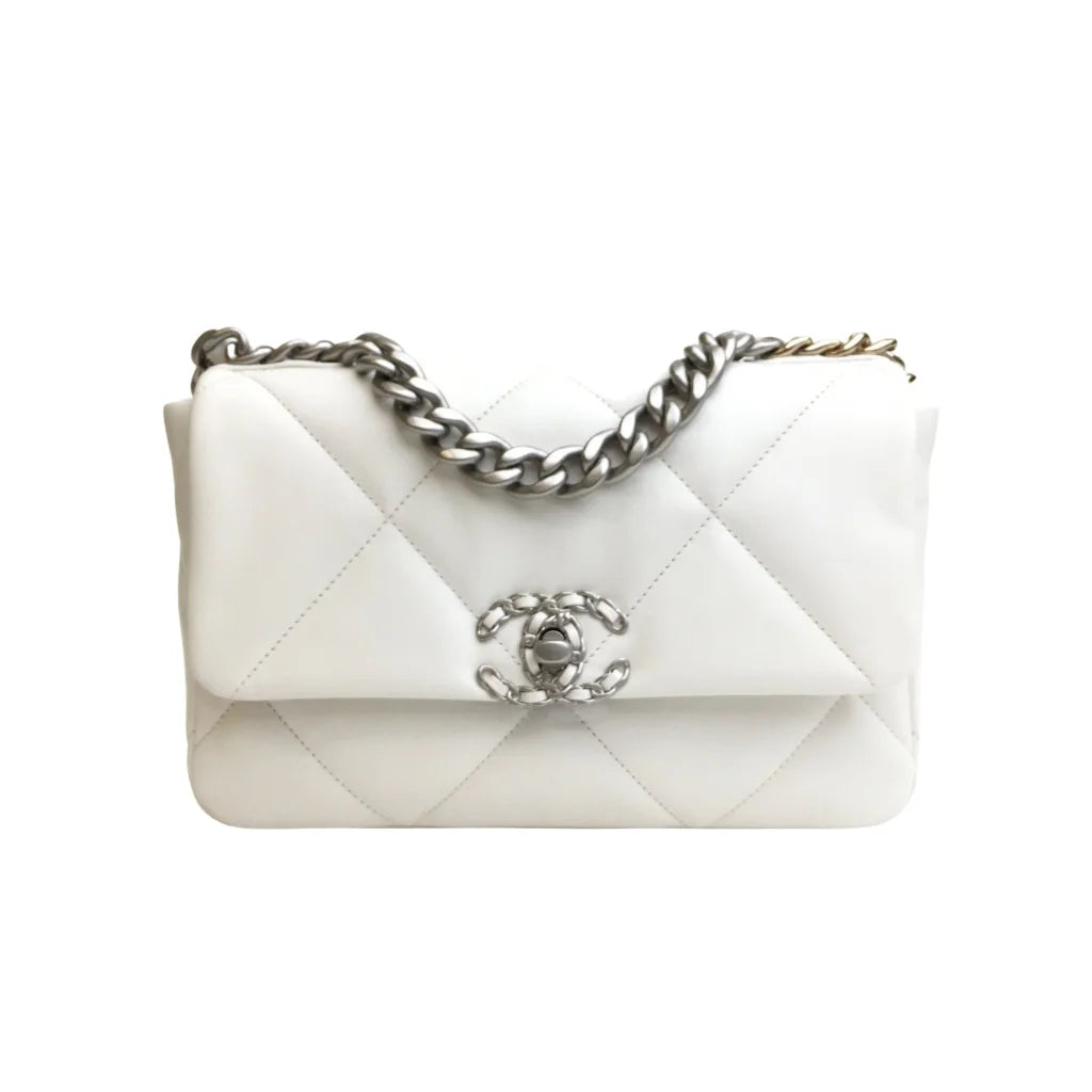 Chanel 19 Flap Small White Lambskin