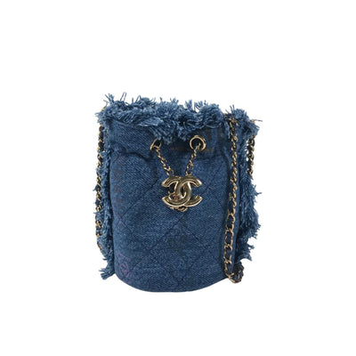 Chanel Mood Mini Bucket Bag Blue Denim