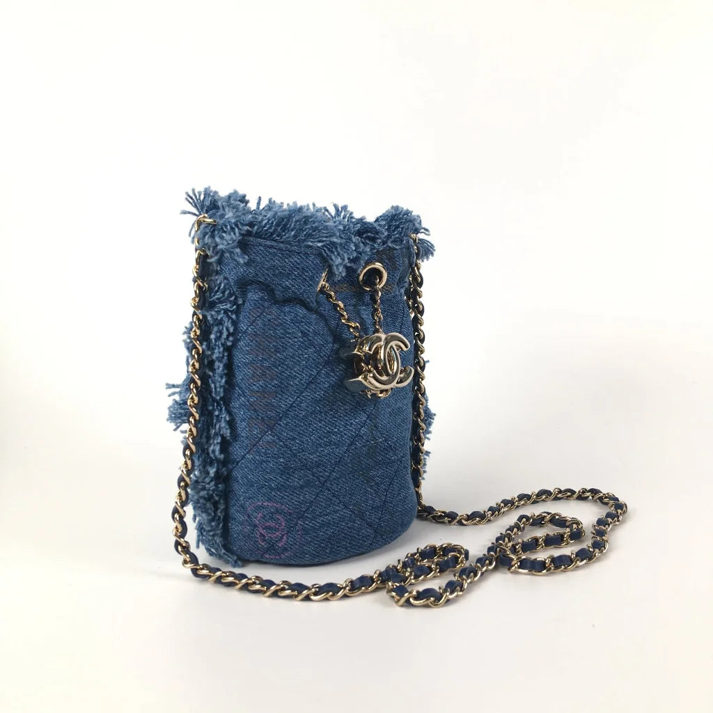 Chanel Mood Mini Bucket Bag Blue Denim