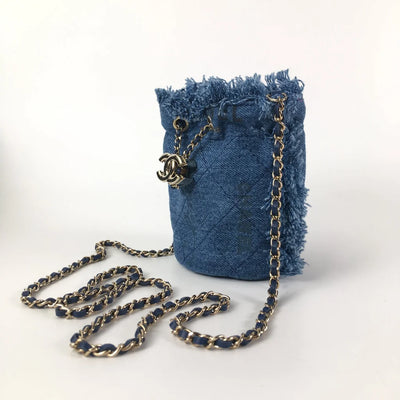 Chanel Mood Mini Bucket Bag Blue Denim