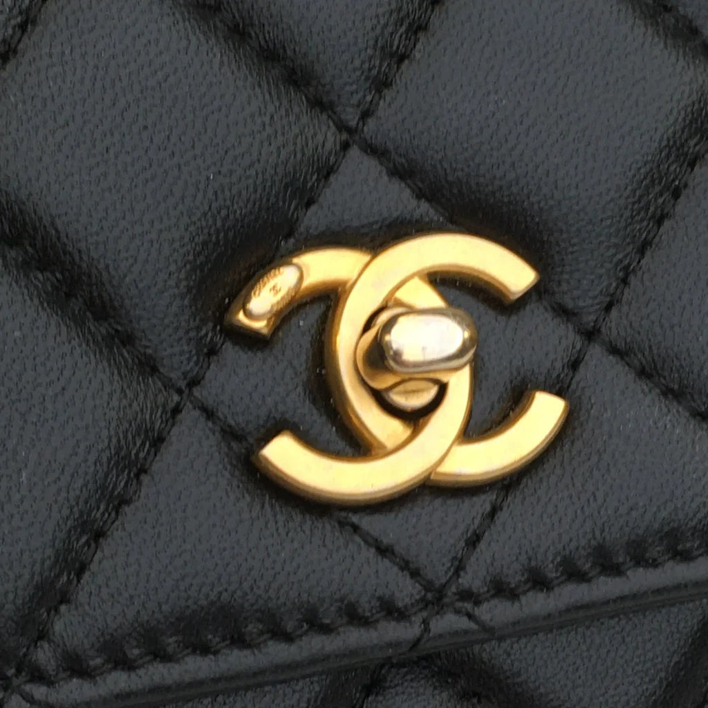 Chanel Pearl Crush Wallet On Chain (WOC) Black Lambskin GHW