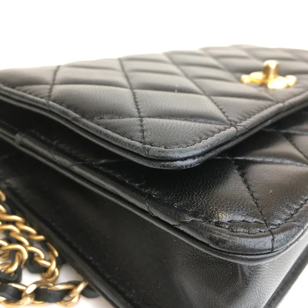 Chanel Pearl Crush Wallet On Chain (WOC) Black Lambskin GHW