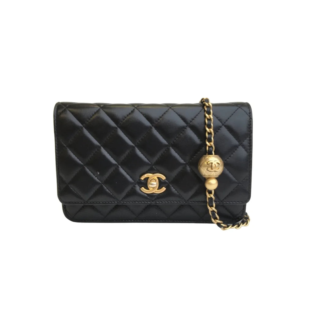 Chanel Pearl Crush Wallet On Chain (WOC) Black Lambskin GHW