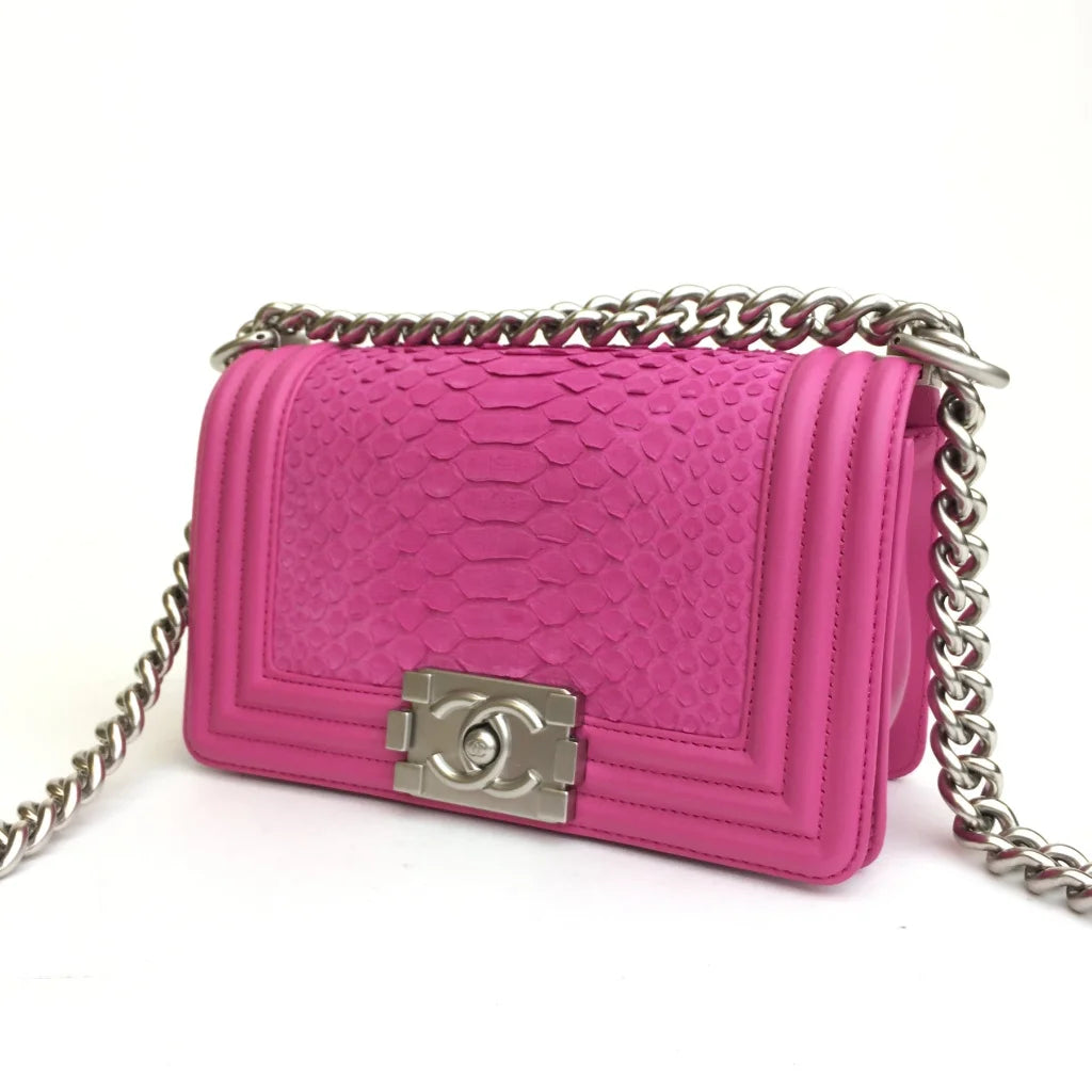 Chanel Boy Bag Small Pink Python/Calfskin