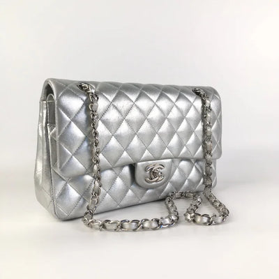 Chanel Classic Flap Medium Silver Lambskin