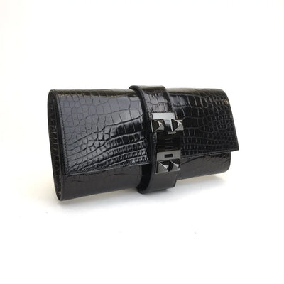 Hermes So Black Alligator Medor Clutch