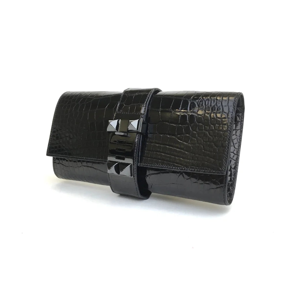 Hermes So Black Alligator Medor Clutch