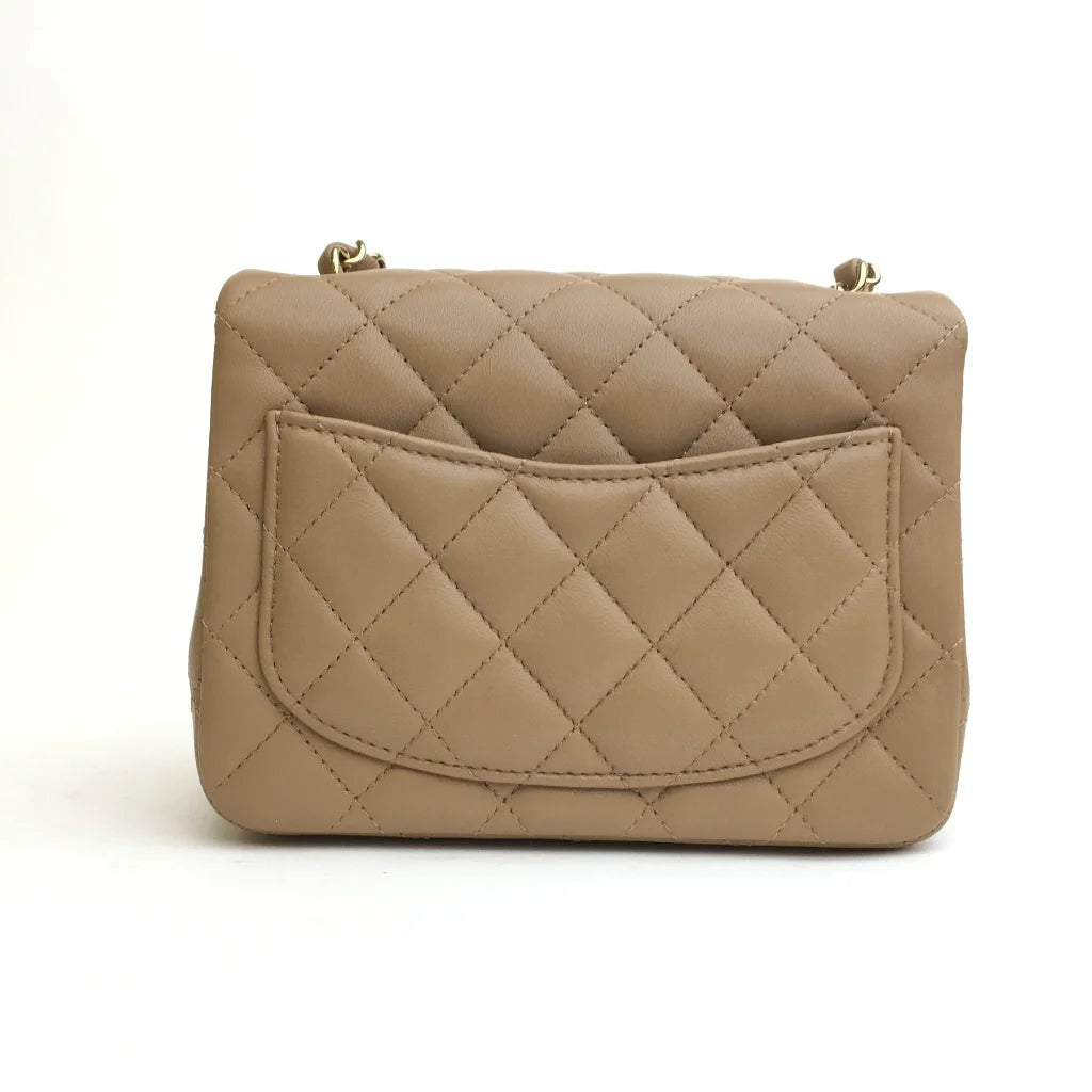 Chanel Mini Square Beige Lambskin GHW