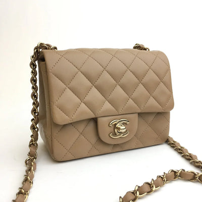 Chanel Mini Square Beige Lambskin GHW