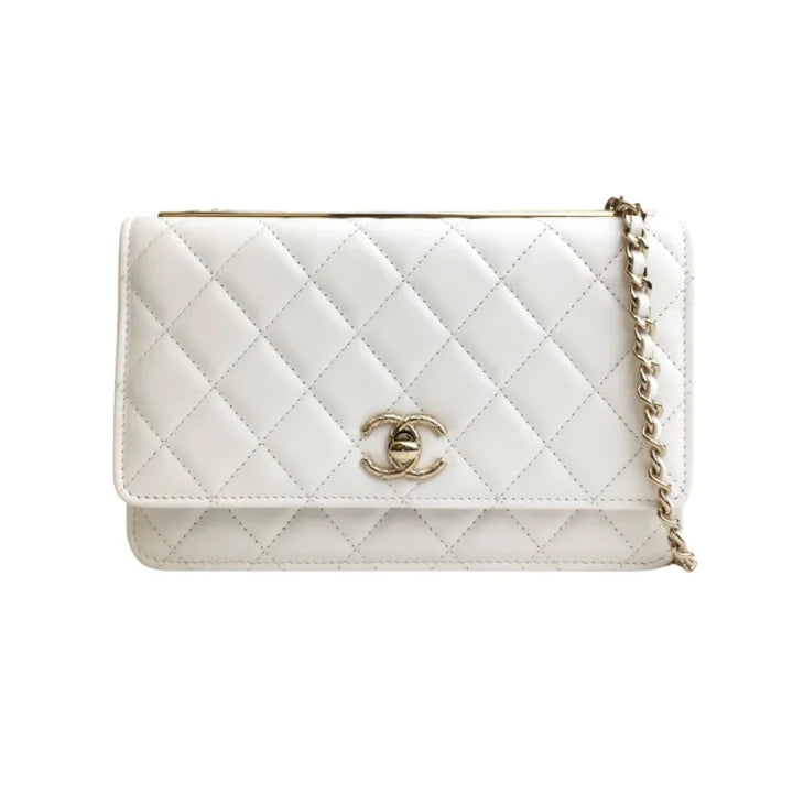 Chanel Trendy Wallet On Chain (WOC) White Lambskin LGHW