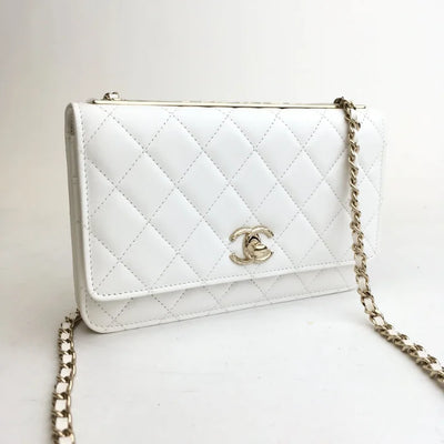 Chanel Trendy Wallet On Chain (WOC) White Lambskin LGHW