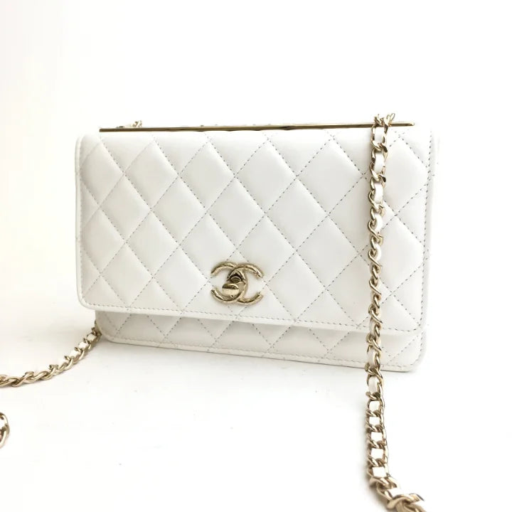 Chanel Trendy Wallet On Chain (WOC) White Lambskin LGHW