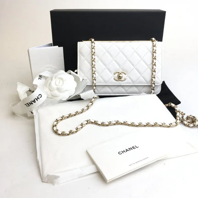 Chanel Trendy Wallet On Chain (WOC) White Lambskin LGHW