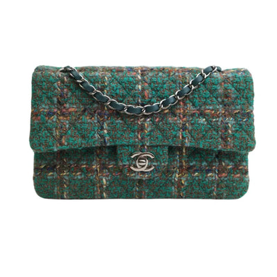 Chanel Classic Flap Medium Green Tweed SHW