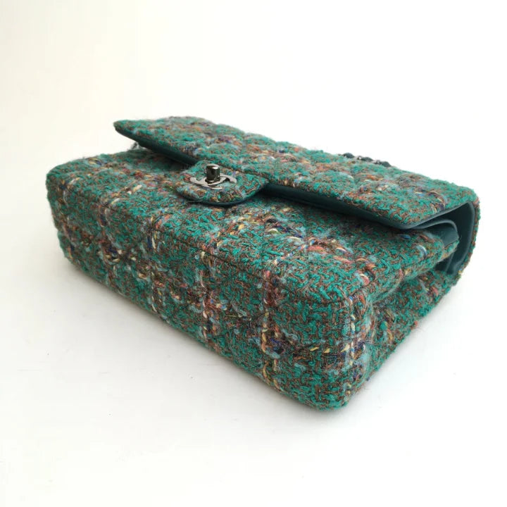 Chanel Classic Flap Medium Green Tweed SHW