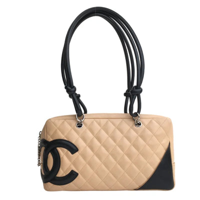 Chanel Cambon Bowling Bag Beige Calfskin SHW