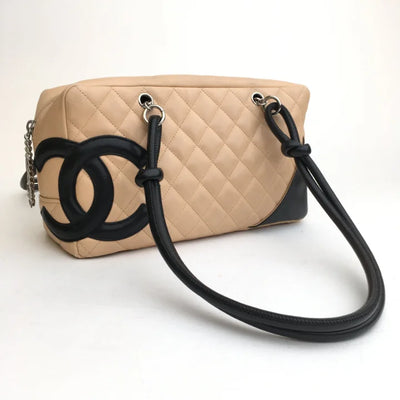 Chanel Cambon Bowling Bag Beige Calfskin SHW