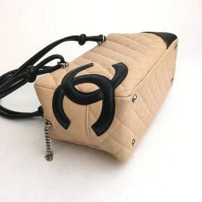 Chanel Cambon Bowling Bag Beige Calfskin SHW