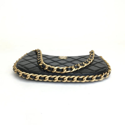 Chanel Round Hobo Bag Small Black Lambskin AGHW