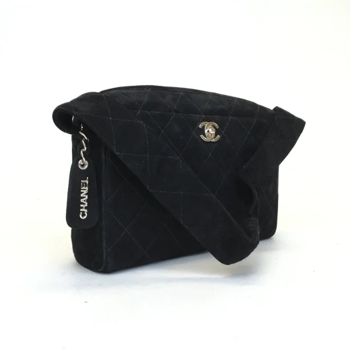 Chanel Vintage Camera Bag Black Suede SHW