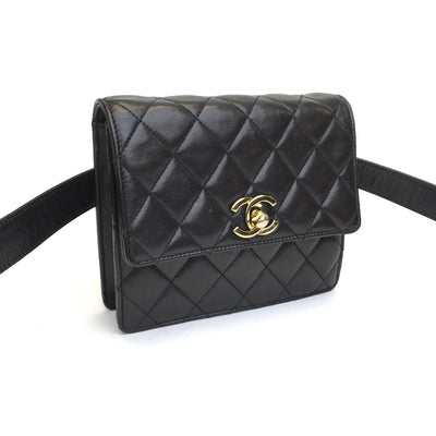 Chanel Vintage Belt Bag Black Lambskin