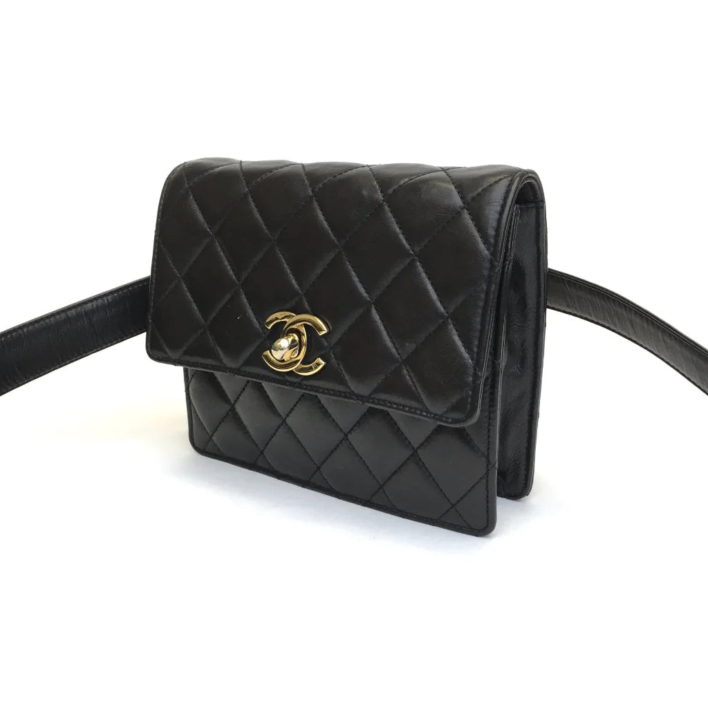 Chanel Vintage Belt Bag Black Lambskin