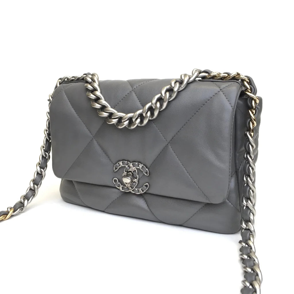 Chanel 19 Flap Small 22A Grey Lambskin