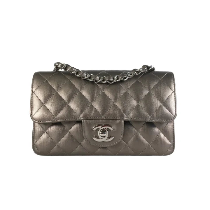 Chanel Mini Rectangle Metallic Champagne