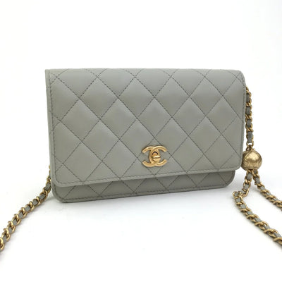 Chanel Pearl Crush Wallet On Chain (WOC) Grey Lambskin GHW